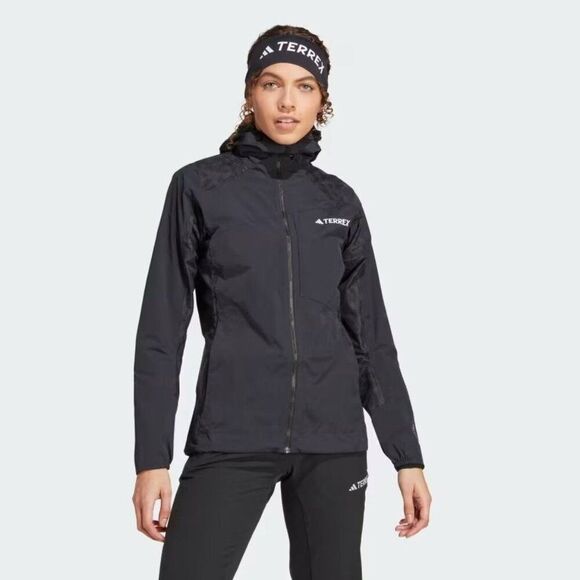 Adidas Terrex Xperior Rain Ready Hybrid Hiking Jacket Womens Small Black HN2910 - Picture 1 of 7